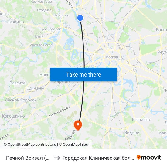 Речной Вокзал (Rechnoy Vokzal) to Городская Клиническая больница 40 Коммунарка map