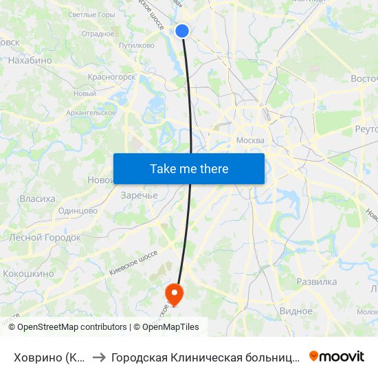 Ховрино (Khovrino) to Городская Клиническая больница 40 Коммунарка map