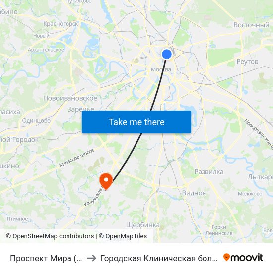 Проспект Мира (Prospekt Mira) to Городская Клиническая больница 40 Коммунарка map