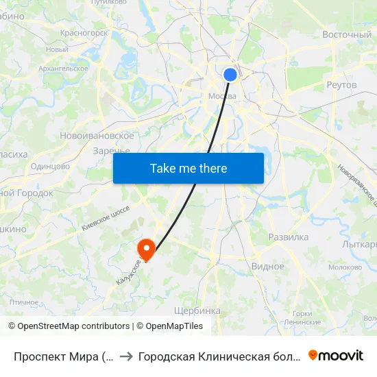 Проспект Мира (Prospekt Mira) to Городская Клиническая больница 40 Коммунарка map