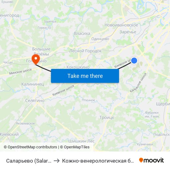 Саларьево (Salaryevo) to Кожно-венерологическая больница map
