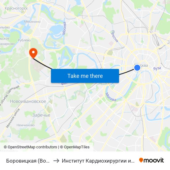 Боровицкая (Borovitskaya) to Институт Кардиохирургии им. Бураковского map