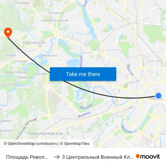 Площадь Революции (Ploschad Revolyutsii) to 3 Центральный Военный Клинический госпиталь им. Вишневского map