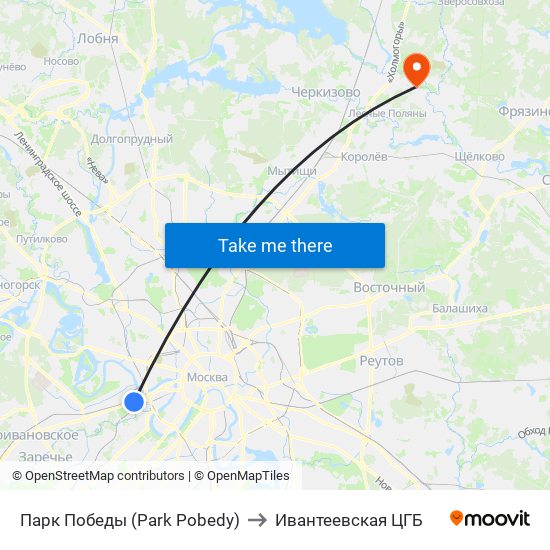 Парк Победы (Park Pobedy) to Ивантеевская ЦГБ map