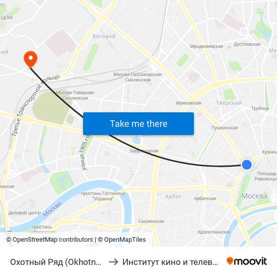 Охотный Ряд (Okhotny Ryad) to Институт кино и телевидения map