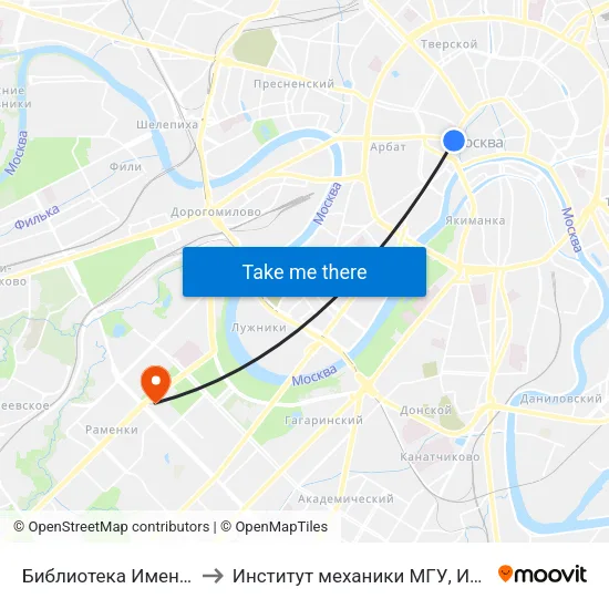Библиотека Имени Ленина (Biblioteka Imeni Lenina) to Институт механики МГУ, Институт проблем информационной безопасности map