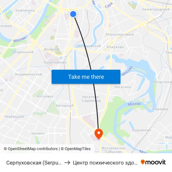 Серпуховская (Serpukhovskaya) to Центр психического здоровья РАМН map