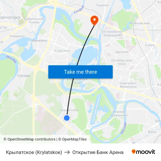 Крылатское (Krylatskoe) to Открытие Банк Арена map