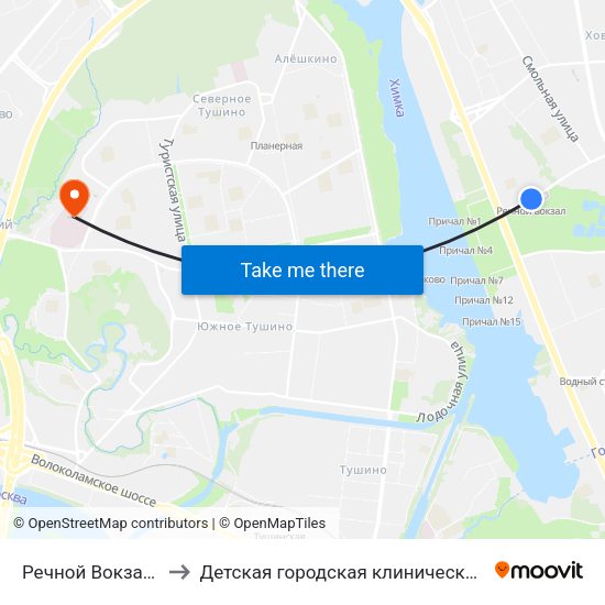 Речной Вокзал (Rechnoy Vokzal) to Детская городская клиническая больница имени З.А. Башляевой map