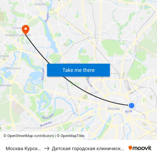 Москва Курская (Kursky Station) to Детская городская клиническая больница имени З.А. Башляевой map