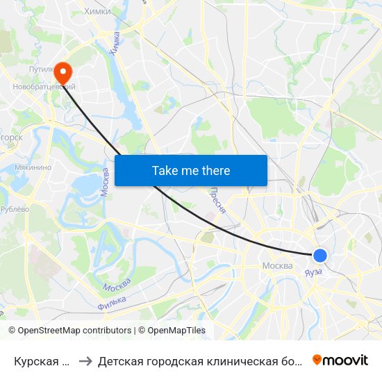 Курская (Kurskaya) to Детская городская клиническая больница имени З.А. Башляевой map