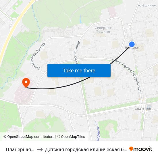 Планерная (Planernaya) to Детская городская клиническая больница имени З.А. Башляевой map