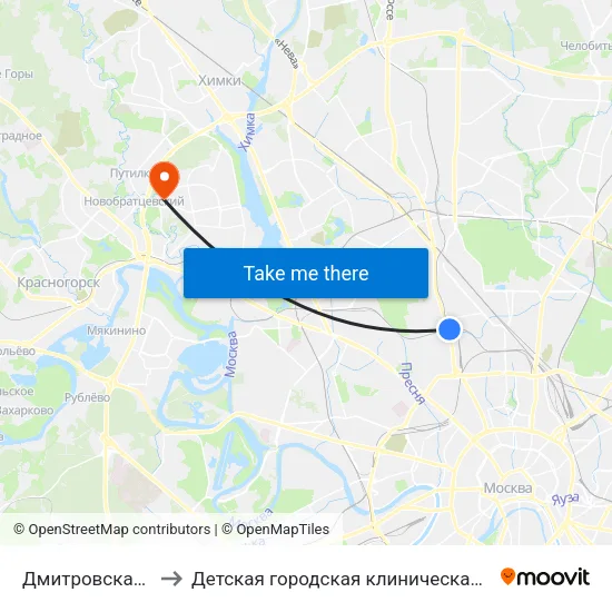 Дмитровская (Dmitrovskaya) to Детская городская клиническая больница имени З.А. Башляевой map