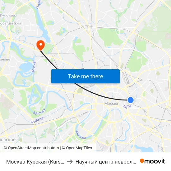 Москва Курская (Kursky Station) to Научный центр неврологии РАМН map