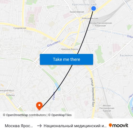 Москва Ярославская (Yaroslavsky Station) to Национальный медицинский исследовательский центр профилактической медицины map