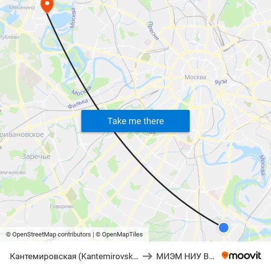 Кантемировская (Kantemirovskaya) to МИЭМ НИУ ВШЭ map