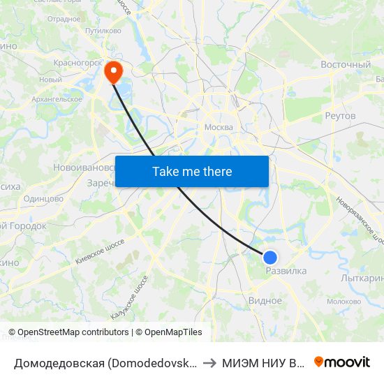 Домодедовская (Domodedovskaya) to МИЭМ НИУ ВШЭ map