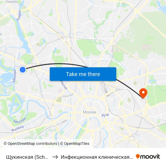 Щукинская (Schukinskaya) to Инфекционная клиническая больница № 2 map