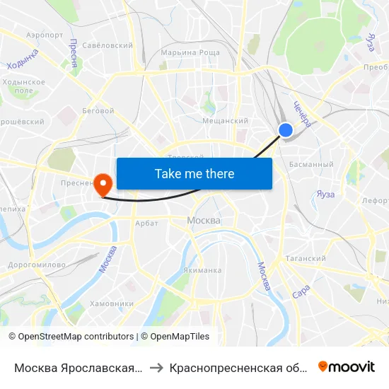 Москва Ярославская (Yaroslavsky Station) to Краснопресненская обсерватория ГАИШ МГУ map