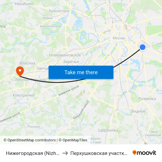 Нижегородская (Nizhegorodskaya) to Перхушковская участковая больница map