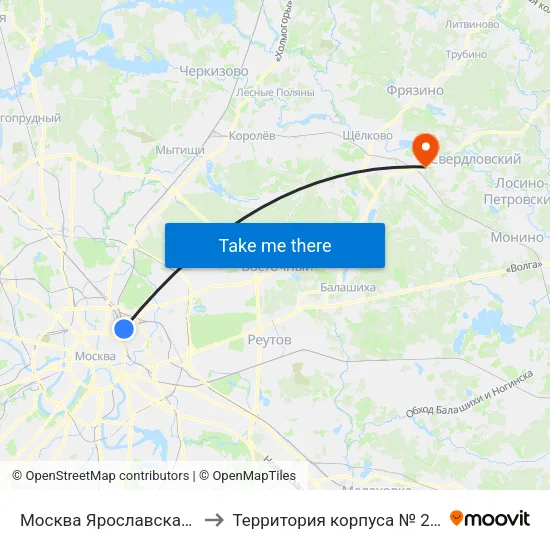 Москва Ярославская (Yaroslavsky Station) to Территория корпуса № 2 госпиталя им. Бурденко map
