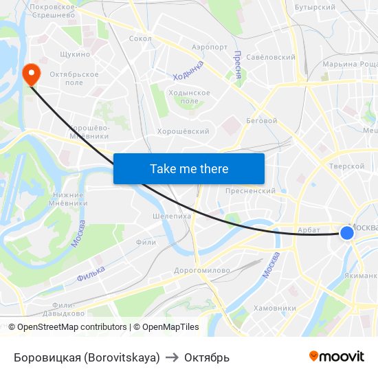 Боровицкая (Borovitskaya) to Октябрь map