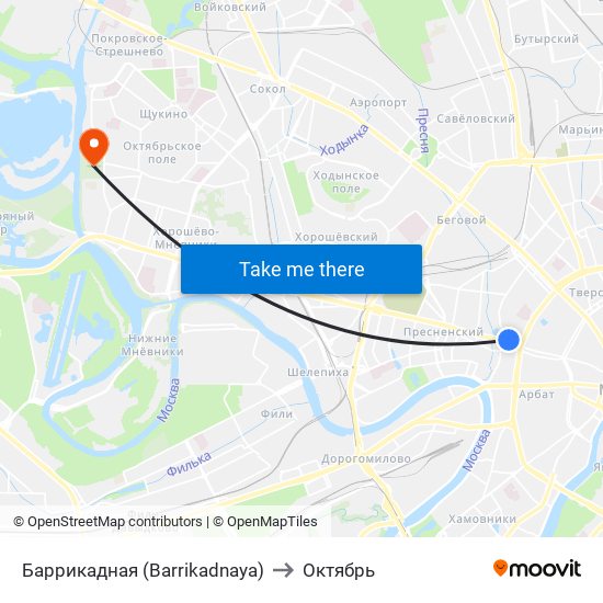 Баррикадная (Barrikadnaya) to Октябрь map