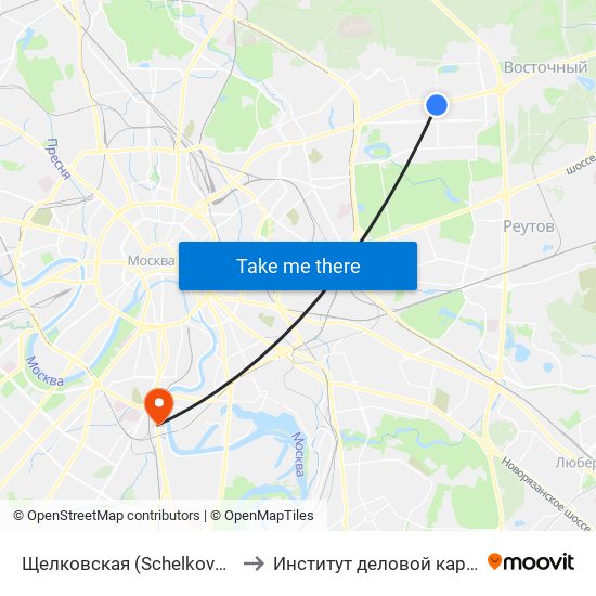 Щелковская (Schelkovskaya) to Институт деловой карьеры map