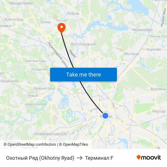 Охотный Ряд (Okhotny Ryad) to Терминал F map
