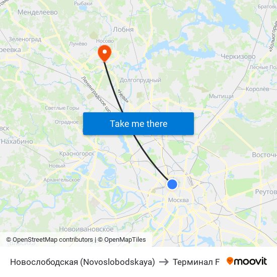 Новослободская (Novoslobodskaya) to Терминал F map