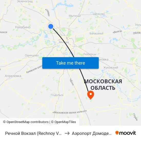 Речной Вокзал (Rechnoy Vokzal) to Аэропорт Домодедово map