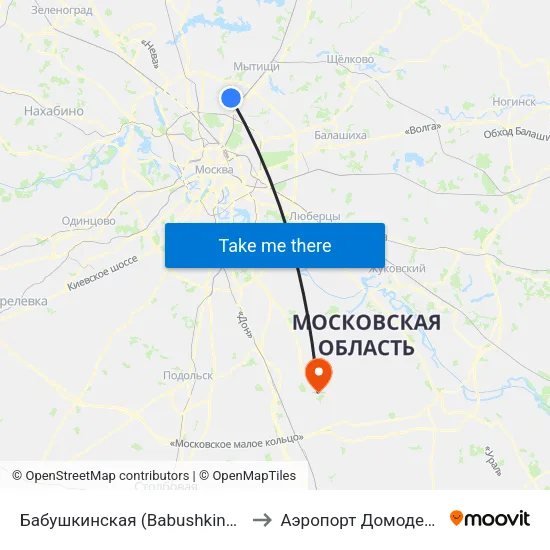 Бабушкинская (Babushkinskaya) to Аэропорт Домодедово map