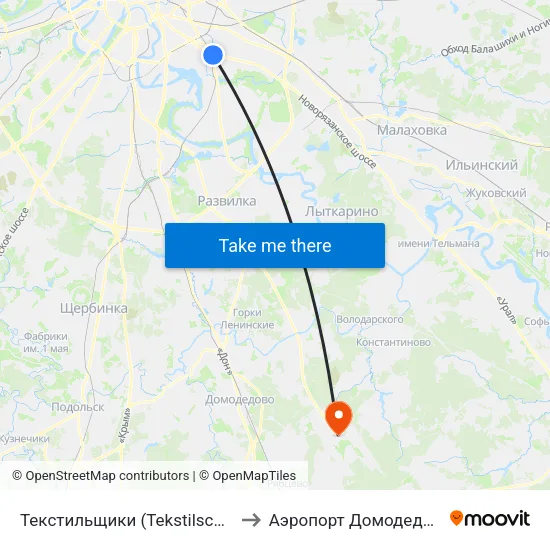 Текстильщики (Tekstilschiki) to Аэропорт Домодедово map