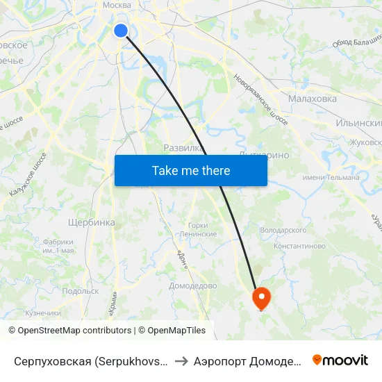 Серпуховская (Serpukhovskaya) to Аэропорт Домодедово map