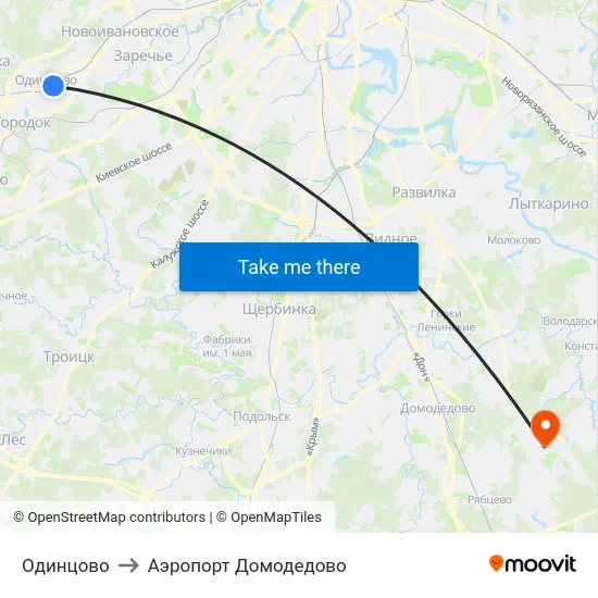 Одинцово to Аэропорт Домодедово map