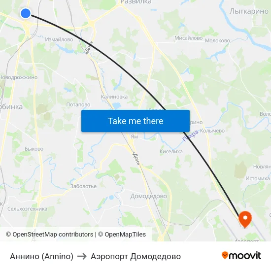 Аннино (Annino) to Аэропорт Домодедово map
