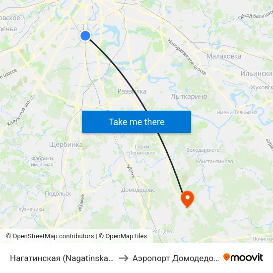 Нагатинская (Nagatinskaya) to Аэропорт Домодедово map