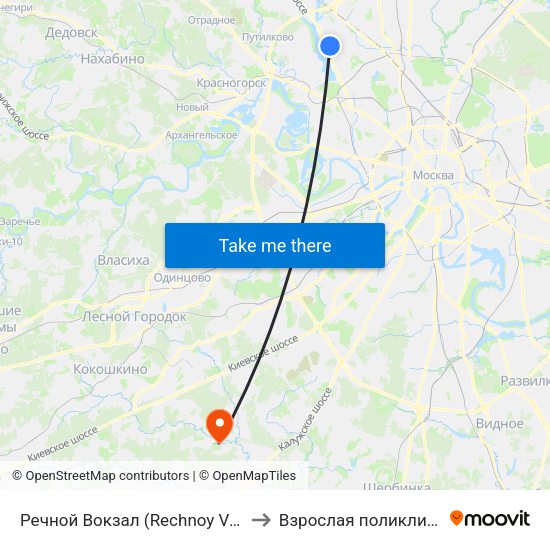 Речной Вокзал (Rechnoy Vokzal) to Взрослая поликлиника map
