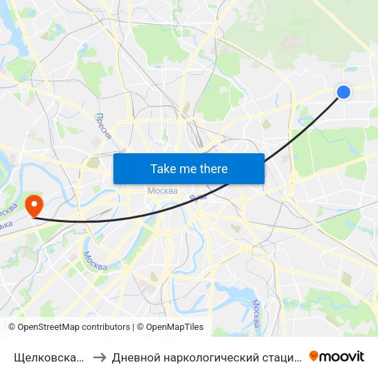 Щелковская (Schelkovskaya) to Дневной наркологический стационар Наркологического диспансера № 8 map