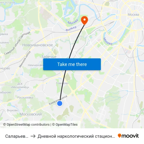 Саларьево (Salaryevo) to Дневной наркологический стационар Наркологического диспансера № 8 map