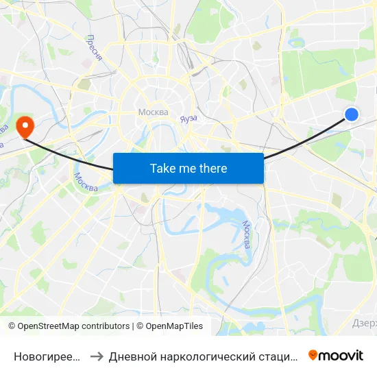 Новогиреево (Novogireevo) to Дневной наркологический стационар Наркологического диспансера № 8 map