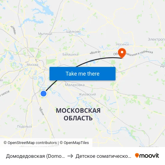 Домодедовская (Domodedovskaya) to Детское соматическое отделение map
