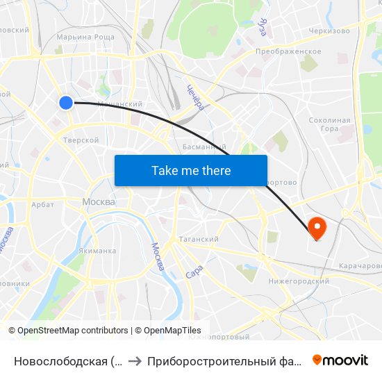 Новослободская (Novoslobodskaya) to Приборостроительный факультет МГТУ им. Баумана map