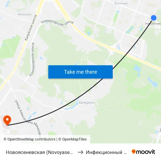 Новоясеневская (Novoyasenevskaya) to Инфекционный корпус map