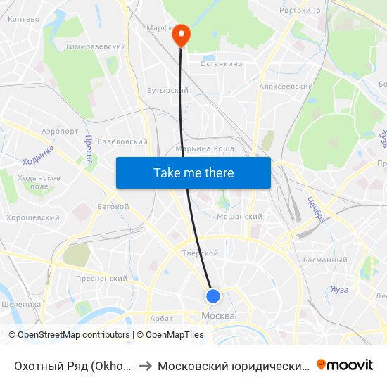 Охотный Ряд (Okhotny Ryad) to Московский юридический институт map