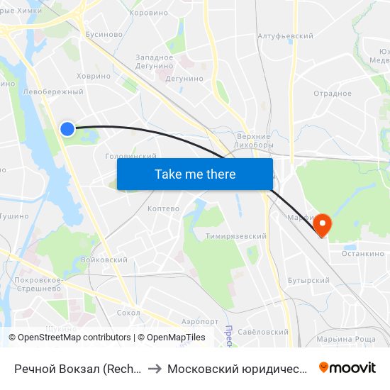 Речной Вокзал (Rechnoy Vokzal) to Московский юридический институт map
