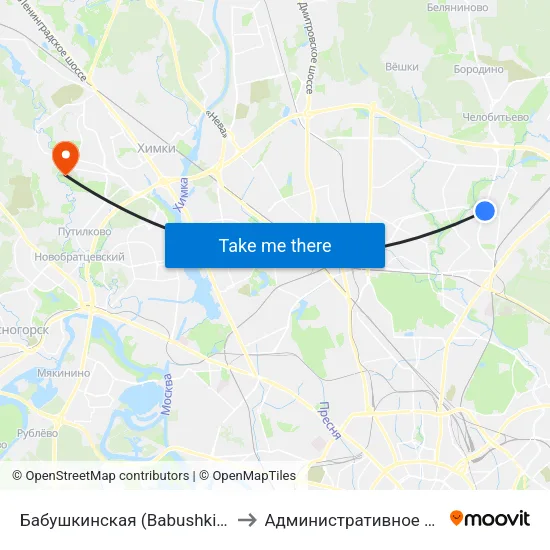 Бабушкинская (Babushkinskaya) to Административное здание map