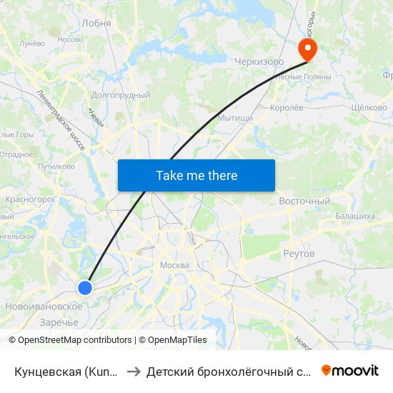 Кунцевская (Kuntsevskaya) to Детский бронхолёгочный санаторий № 68 map