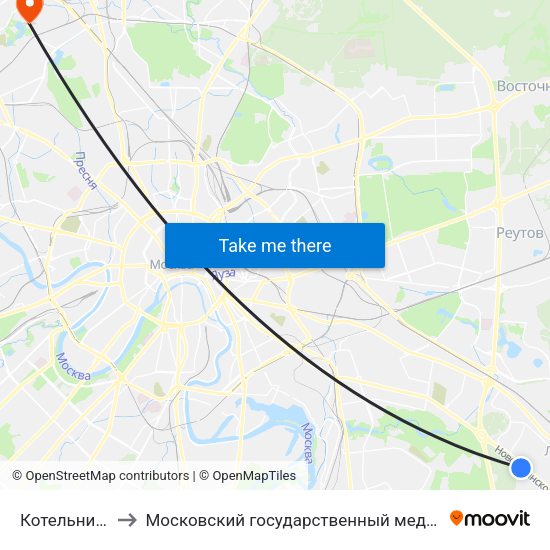 Котельники (Kotelniki) to Московский государственный медико-стоматологический университет map