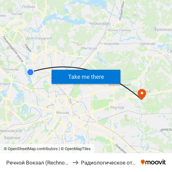 Речной Вокзал (Rechnoy Vokzal) to Радиологическое отделение map